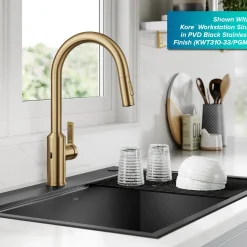 New Oletto Touchless Pull-Down Kitchen Faucet in Brushed Brass Touchless, Sensor And Tap Activated Kitchen Faucets|Single Hole