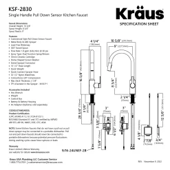 New Oletto Touchless Pull-Down Kitchen Faucet in Brushed Brass Touchless, Sensor And Tap Activated Kitchen Faucets|Single Hole