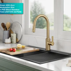 New Oletto Touchless Pull-Down Kitchen Faucet in Brushed Brass Touchless, Sensor And Tap Activated Kitchen Faucets|Single Hole