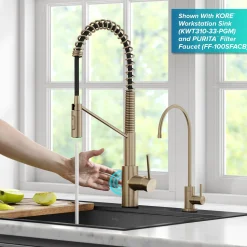 Discount Oletto Touchless Pull-Down Single Handle Faucet in Spot Free Antique Champagne Bronze Touchless, Sensor And Tap Activated Kitchen Faucets|Single Hole