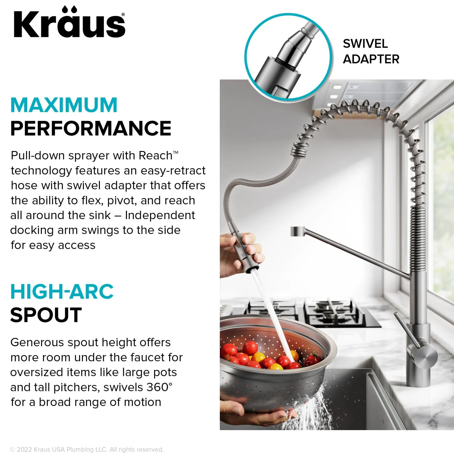 Discount Oletto Touchless Pull-Down Single Handle Faucet in Spot Free Antique Champagne Bronze Touchless, Sensor And Tap Activated Kitchen Faucets|Single Hole