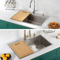 Clearance Organic Solid Bamboo Cutting Board for Kitchen Sink, 18.5