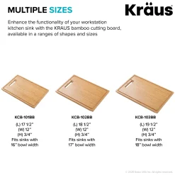 Outlet Organic Solid Bamboo Cutting Board for Kitchen Sink, 17.5
