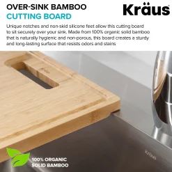 Outlet Organic Solid Bamboo Cutting Board for Kitchen Sink, 17.5