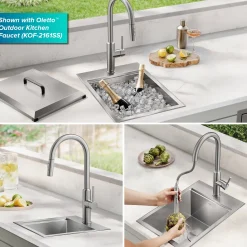 Best 15" × 22" Outdoor T-316 Marine Grade Workstation Sink with Marine-Grade Lid | KCA-1801 Outdoor Sinks & Accessories|Laundry Room Chevron Down Icon