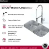 Outlast MicroShield Scratch-Resist Stainless Steel Undermount 50/50 Double Bowl Sink, 32" 16 Gauge, Premier Series Stainless Steel Sinks|Double Bowl Sinks