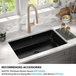 Sale Pintura 32" Undermount Porcelain Enameled Steel Kitchen Sink in Black Single Bowl Sinks|Undermount Sinks
