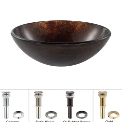 Sale Pluto Glass Vessel Bathroom Sink with PU-MR Above Counter / Vessel Sinks