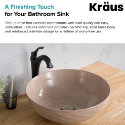 Best Pop-Up Drain with Porcelain Ceramic Top for Bathroom Sink without Overflow, Gloss Black Sink Drains|Overflow Bathroom Sink Drains