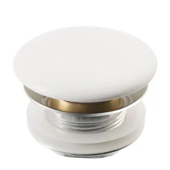 Outlet Pop-Up Drain with Porcelain Ceramic Top for Bathroom Sink without Overflow, Gloss Grey Sink Drains|Overflow Bathroom Sink Drains