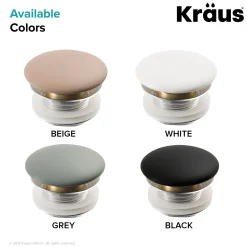 Outlet Pop-Up Drain with Porcelain Ceramic Top for Bathroom Sink without Overflow, Gloss Grey Sink Drains|Overflow Bathroom Sink Drains