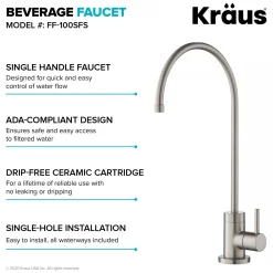 Hot Purita 100% Lead-Free Kitchen Water Filter Faucet in Spot Free Stainless Steel Single Hole|Water Filter Faucets