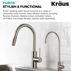 Hot Purita 100% Lead-Free Kitchen Water Filter Faucet in Spot Free Stainless Steel Single Hole|Water Filter Faucets