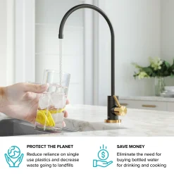 Best Purita 100% Lead-Free Kitchen Water Filter Faucet in Black and Brushed Brass Single Hole|Water Filter Faucets