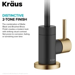 Best Purita 100% Lead-Free Kitchen Water Filter Faucet in Black and Brushed Brass Single Hole|Water Filter Faucets