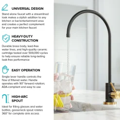 Best Purita 100% Lead-Free Kitchen Water Filter Faucet in Black and Brushed Brass Single Hole|Water Filter Faucets