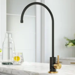 Best Purita 100% Lead-Free Kitchen Water Filter Faucet in Black and Brushed Brass Single Hole|Water Filter Faucets