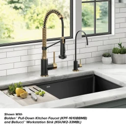 Best Purita 100% Lead-Free Kitchen Water Filter Faucet in Black and Brushed Brass Single Hole|Water Filter Faucets