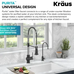 Purita 100% Lead-Free Kitchen Water Filter Faucet in Spot Free Stainless & Matte Black Single Hole|Water Filter Faucets