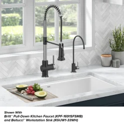 Purita 100% Lead-Free Kitchen Water Filter Faucet in Spot Free Stainless & Matte Black Single Hole|Water Filter Faucets