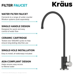 Purita 100% Lead-Free Kitchen Water Filter Faucet in Spot Free Stainless & Matte Black Single Hole|Water Filter Faucets