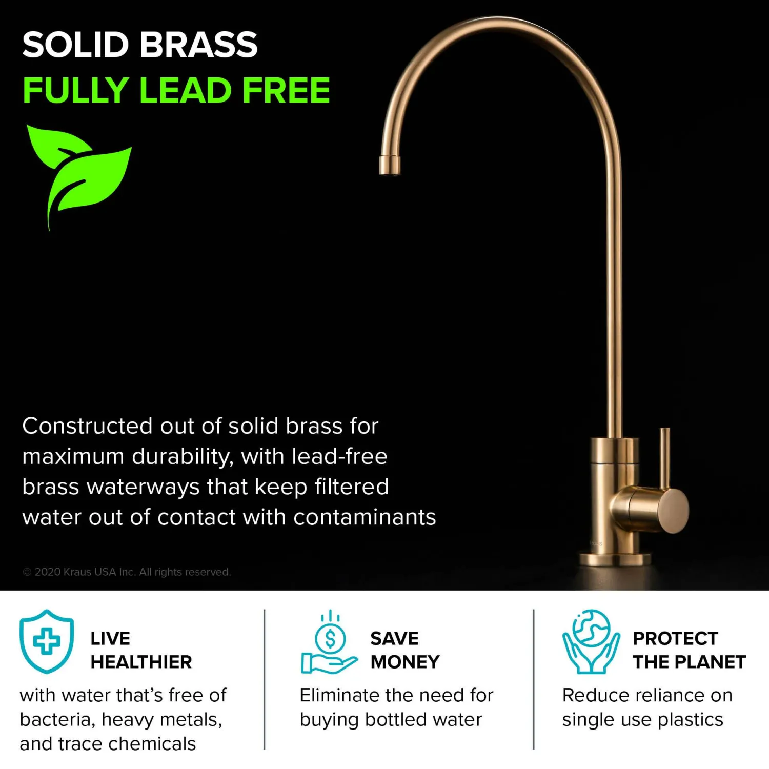 Outlet Purita 100% Lead-Free Kitchen Water Filter Faucet in Brushed Brass Single Hole|Water Filter Faucets