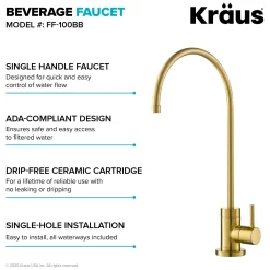 Outlet Purita 100% Lead-Free Kitchen Water Filter Faucet in Brushed Brass Single Hole|Water Filter Faucets