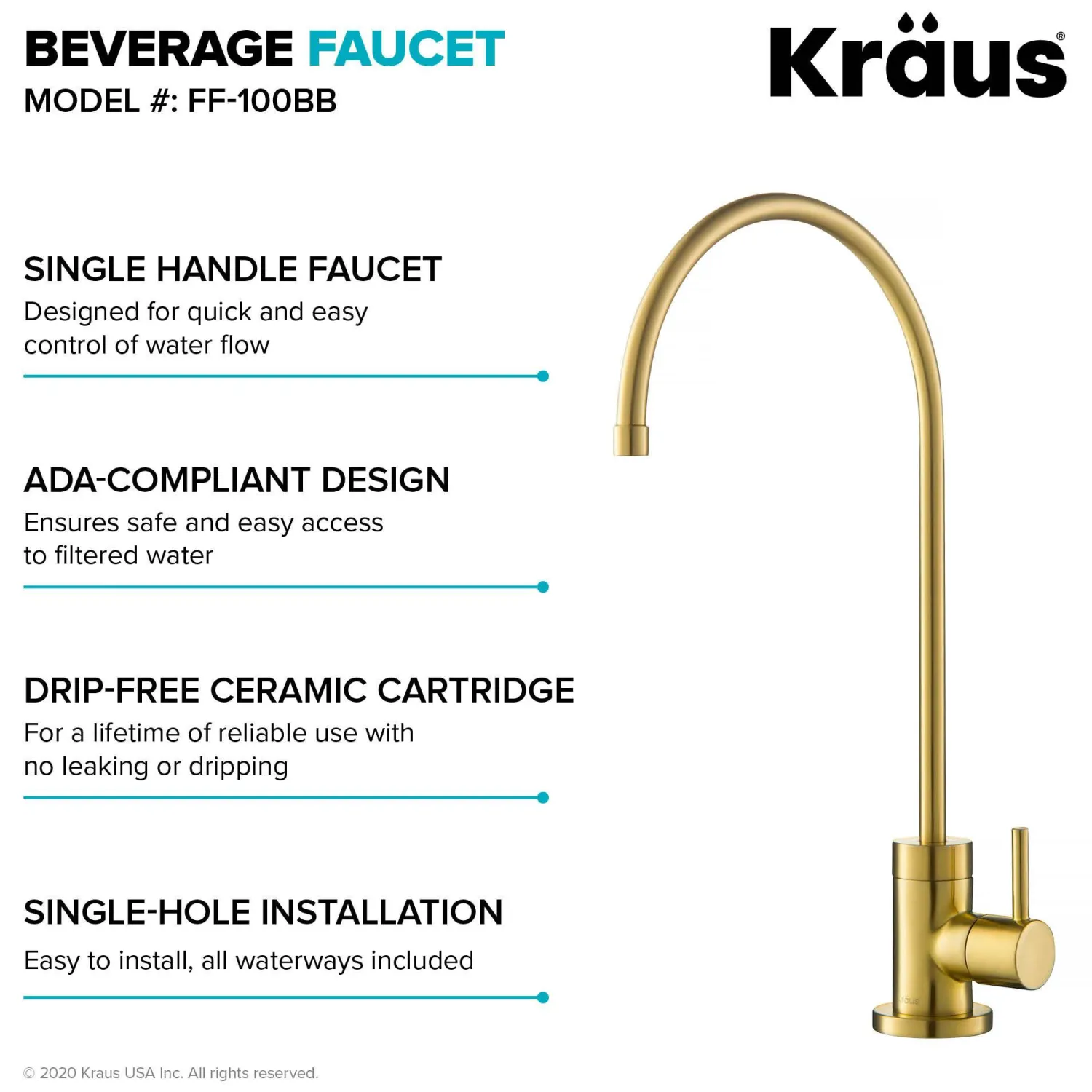 Outlet Purita 100% Lead-Free Kitchen Water Filter Faucet in Brushed Brass Single Hole|Water Filter Faucets