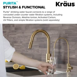 Outlet Purita 100% Lead-Free Kitchen Water Filter Faucet in Brushed Brass Single Hole|Water Filter Faucets