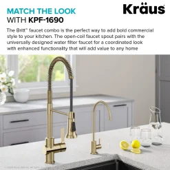 New Purita 100% Lead-Free Kitchen Water Filter Faucet in Spot Free Antique Champagne Bronze Single Hole|Water Filter Faucets