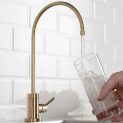 New Purita 100% Lead-Free Kitchen Water Filter Faucet in Spot Free Antique Champagne Bronze Single Hole|Water Filter Faucets
