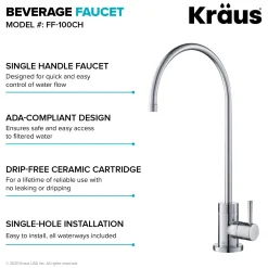 Purita 100% Lead-Free Kitchen Water Filter Faucet in Chrome Single Hole|Water Filter Faucets