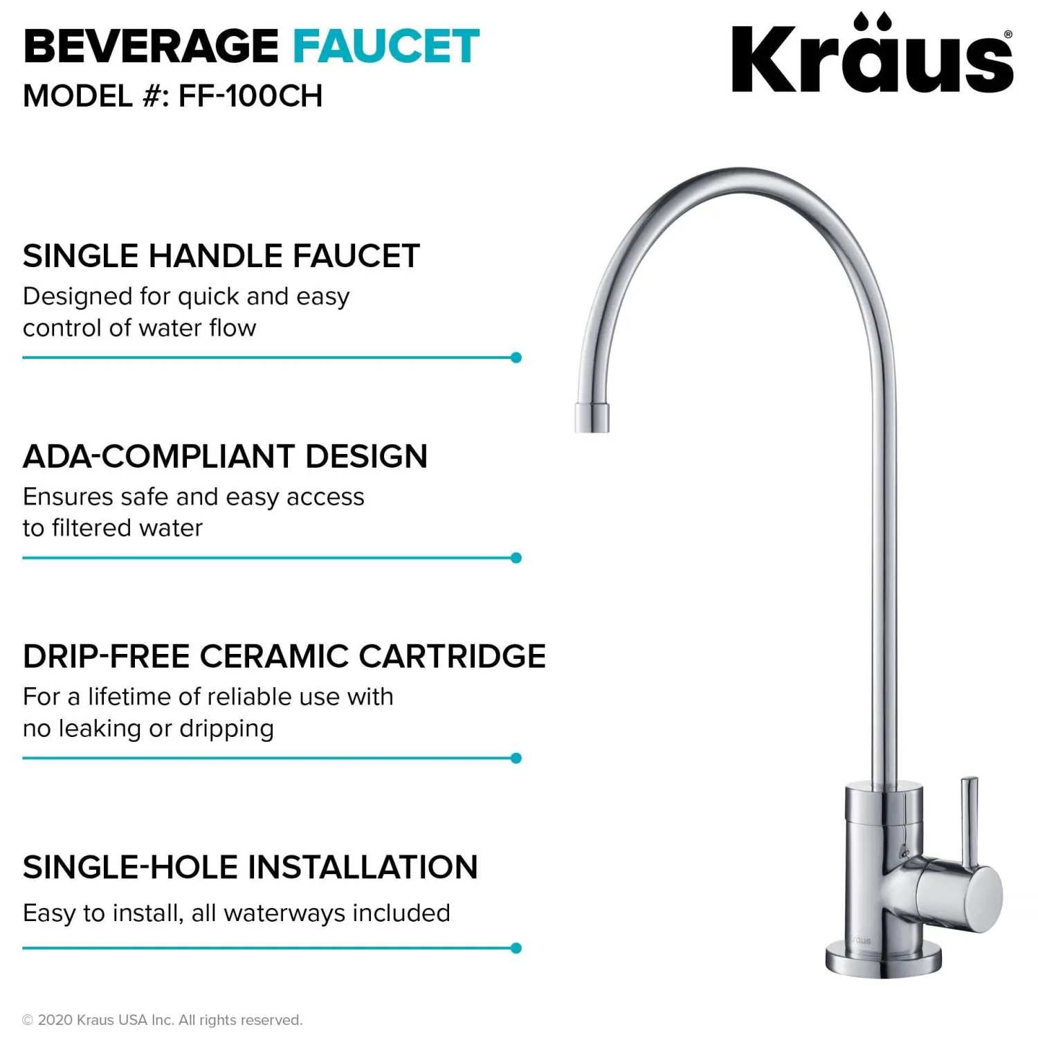 Purita 100% Lead-Free Kitchen Water Filter Faucet in Chrome Single Hole|Water Filter Faucets