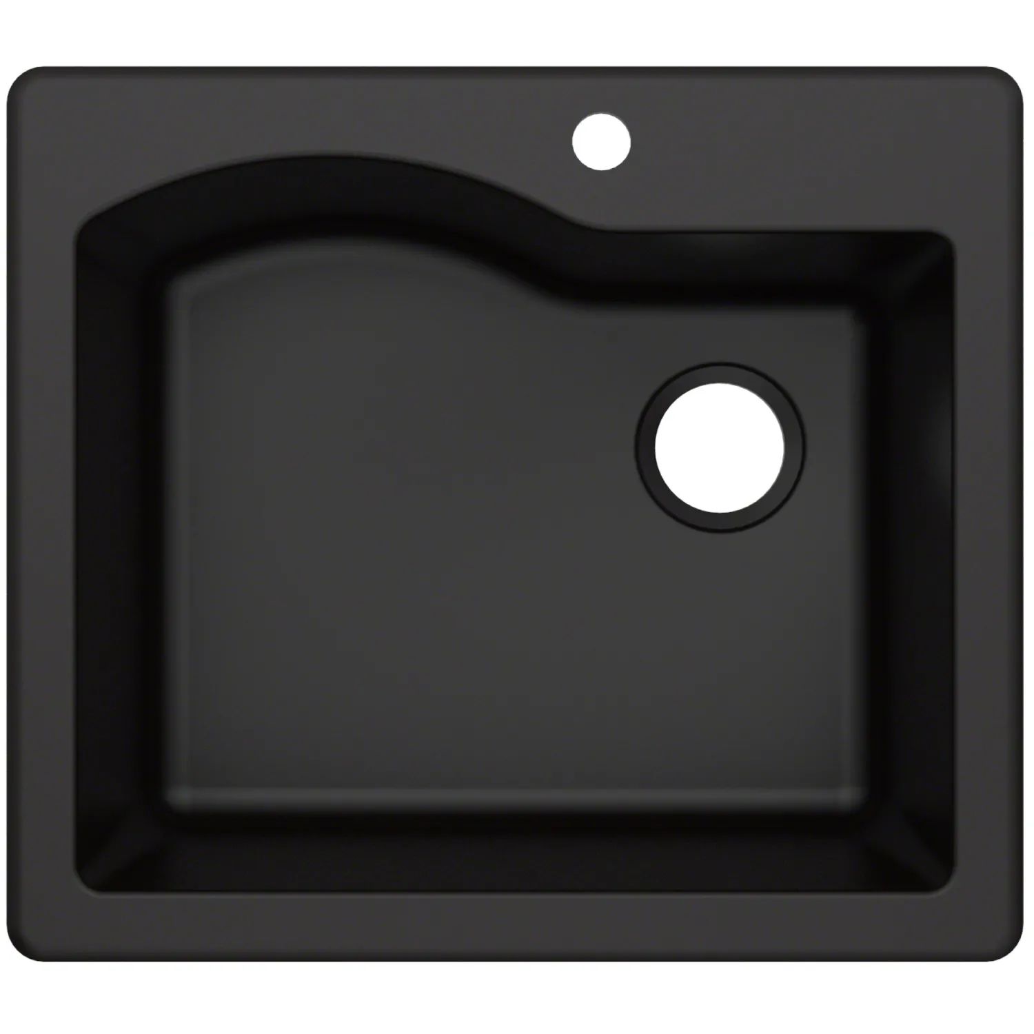 Clearance Quarza 25" Dual Mount Composite Kitchen Sink and Strainer in Black Drop-In / Top Mount Sinks|Single Bowl Sinks