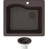 New Quarza 25" Dual Mount Single Bowl Granite Kitchen Sink in Brown Drop-In / Top Mount Sinks|Single Bowl Sinks