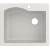 Clearance Quarza 25" Dual Mount Single Bowl Granite Kitchen Sink in White Drop-In / Top Mount Sinks|Single Bowl Sinks