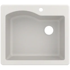Clearance Quarza 25" Dual Mount Single Bowl Granite Kitchen Sink in White Drop-In / Top Mount Sinks|Single Bowl Sinks
