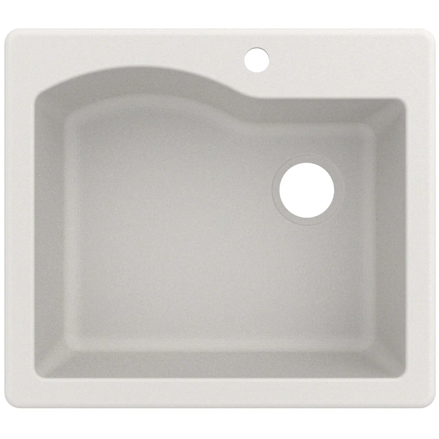 Clearance Quarza 25" Dual Mount Single Bowl Granite Kitchen Sink in White Drop-In / Top Mount Sinks|Single Bowl Sinks