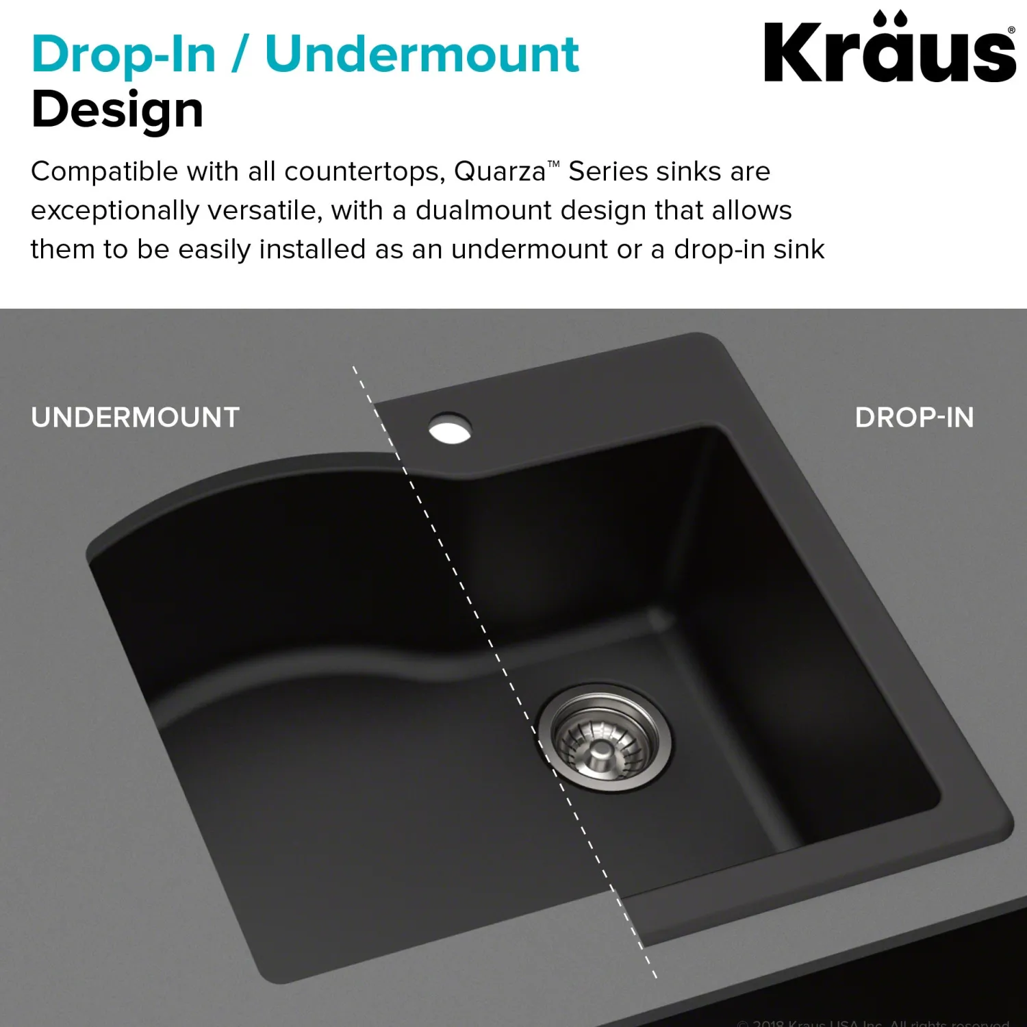 Clearance Quarza 25" Dual Mount Single Bowl Granite Kitchen Sink in White Drop-In / Top Mount Sinks|Single Bowl Sinks