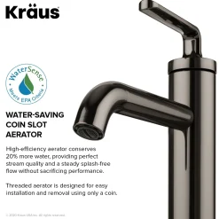 Outlet Ramus Single Handle Bathroom Sink Faucet with Lift Rod Drain in Gunmetal - **Discontinued ** Single Hole