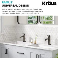 Outlet Ramus Single Handle Bathroom Sink Faucet with Lift Rod Drain in Gunmetal - **Discontinued ** Single Hole