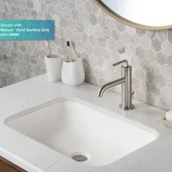 Online Ramus Single Handle Bathroom Sink Faucet with Lift Rod Drain in Spot Free Stainless Steel Single Hole