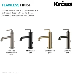 Online Ramus Single Handle Bathroom Sink Faucet with Lift Rod Drain in Spot Free Stainless Steel Single Hole
