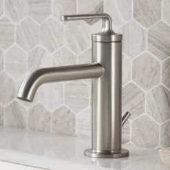 Online Ramus Single Handle Bathroom Sink Faucet with Lift Rod Drain in Spot Free Stainless Steel Single Hole