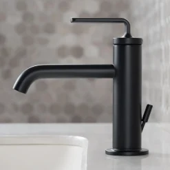 Sale Ramus Single Handle Bathroom Sink Faucet with Lift Rod Drain in Matte Black Single Hole