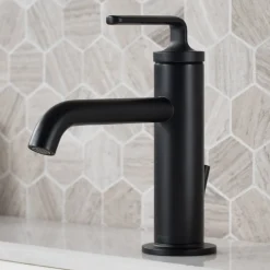 Sale Ramus Single Handle Bathroom Sink Faucet with Lift Rod Drain in Matte Black Single Hole