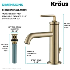 Discount Ramus Single Handle 2-Pack Bathroom Sink Faucet with Lift Rod Drain in Brushed Gold Single Hole