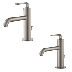 Clearance Ramus Single Handle 2-Pack Bathroom Sink Faucet with Lift Rod Drain in Spot Free Stainless Steel Single Hole