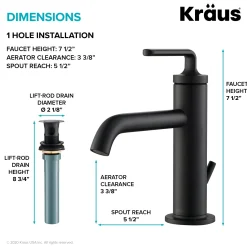 Online Ramus Single Handle 2-Pack Bathroom Sink Faucet with Lift Rod Drain in Matte Black Single Hole