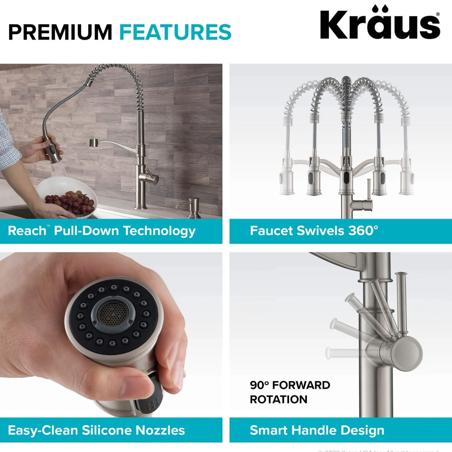 Online Sellette Commercial Style Pull-Down Kitchen Faucet with Deck Plate and Soap Dispenser in Spot Free Stainless Steel Single Hole